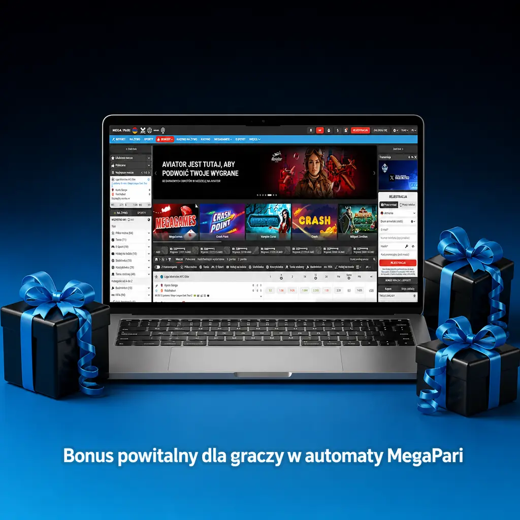 Bonus powitalny MegaPari: 200% do 6400 PLN i 150 free spinów na automaty po pierwszej wpłacie od 40 PLN.