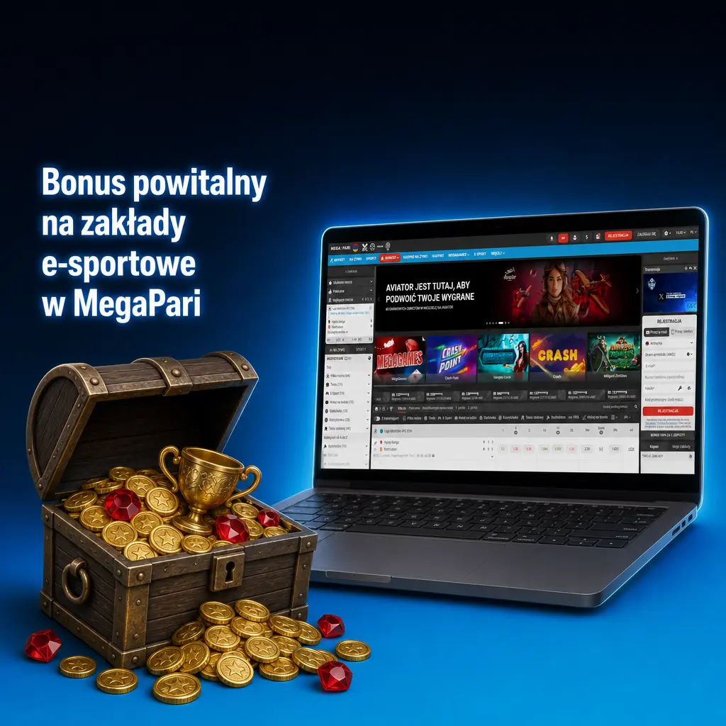 Bonus powitalny 200% do 1280 PLN na zakłady e-sportowe w MegaPari po rejestracji i pierwszym depozycie.