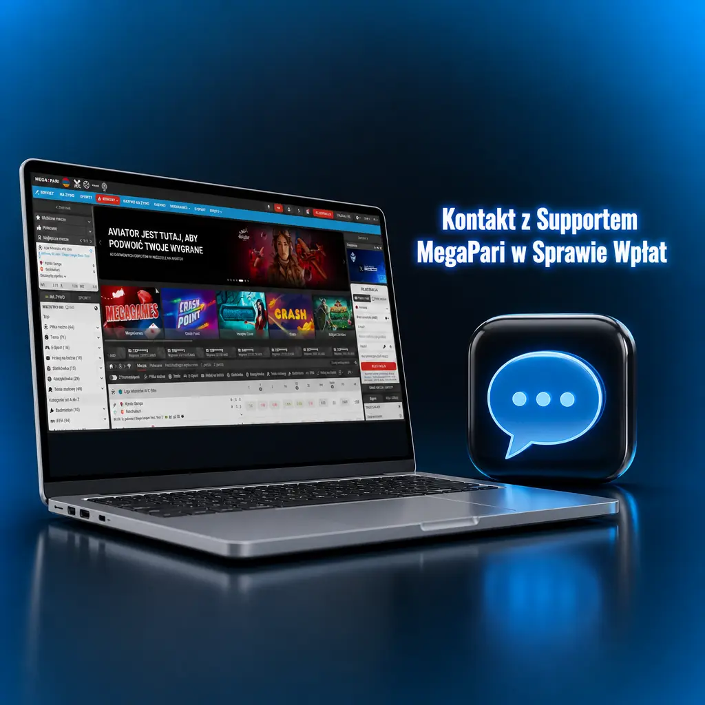 Kontakt z supportem MegaPari w sprawie wpłat – czat na żywo, e-mail, Telegram i sekcja FAQ dla graczy.