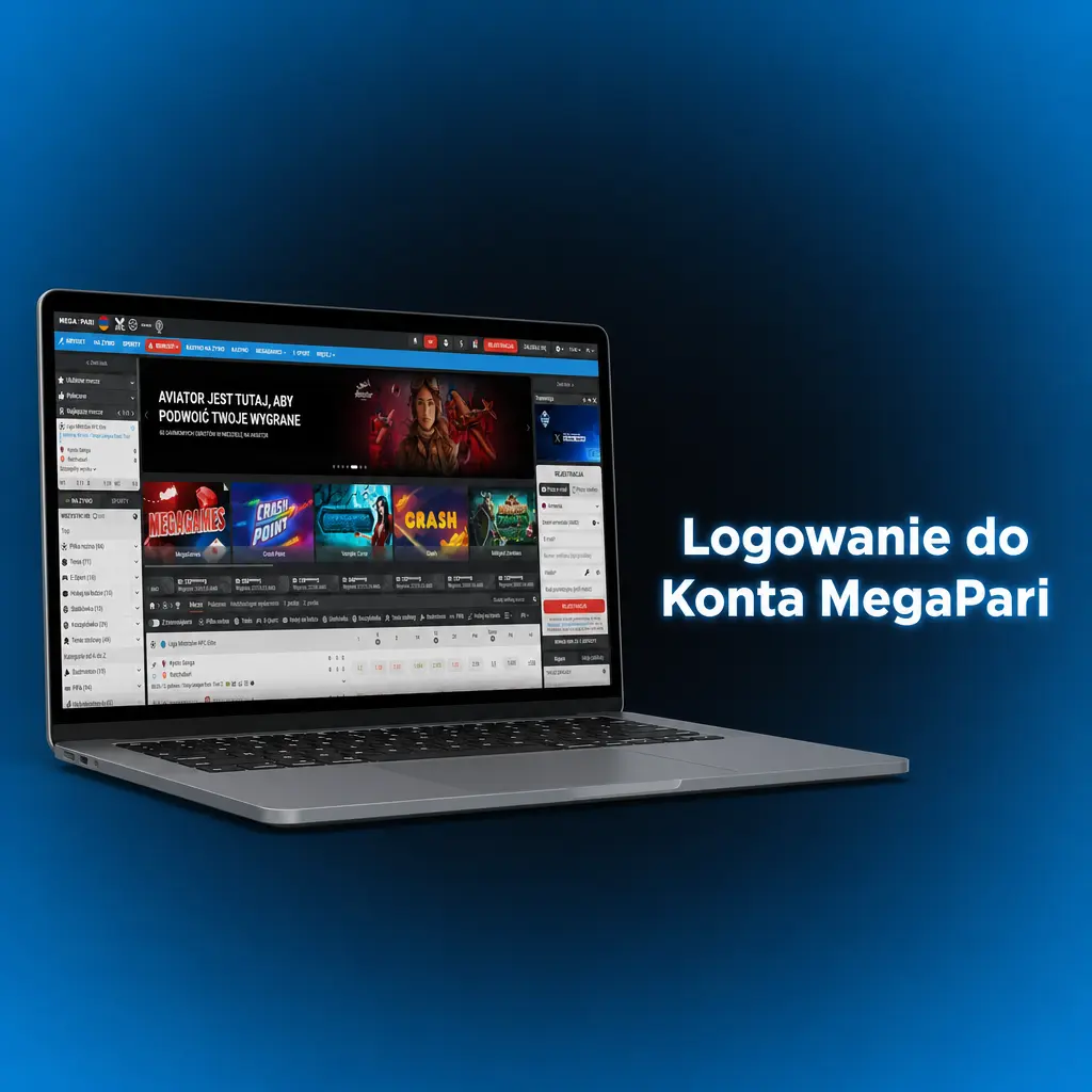 Logowanie do konta MegaPari - formularz z polem e-mail lub numeru telefonu oraz hasła