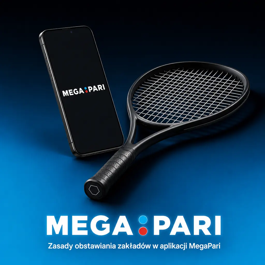 Instrukcja obstawiania zakładów w aplikacji MegaPari – wybór sportu, kursu, kwoty i potwierdzenie kuponu w 4 krokach.